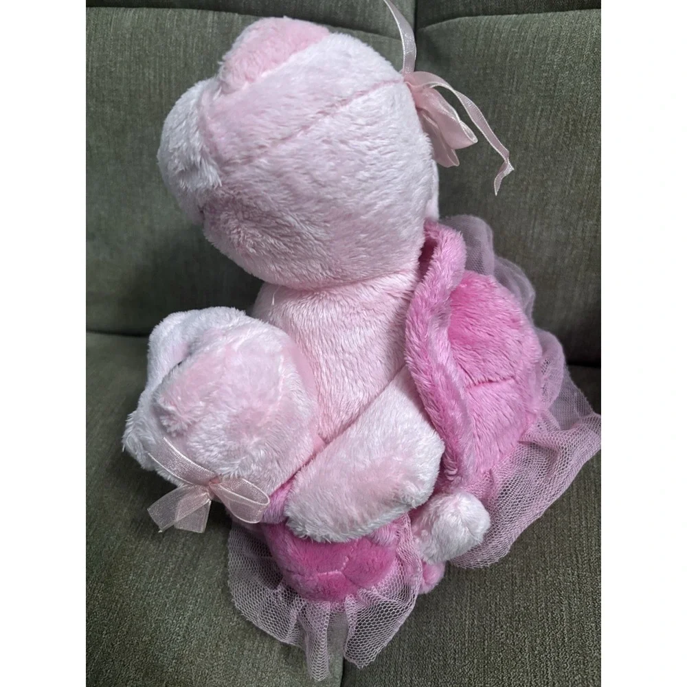 Pink Mama Turtle With Baby Plush Pink Shell & Tutu & Bow Toy Doll Plush  Unipak